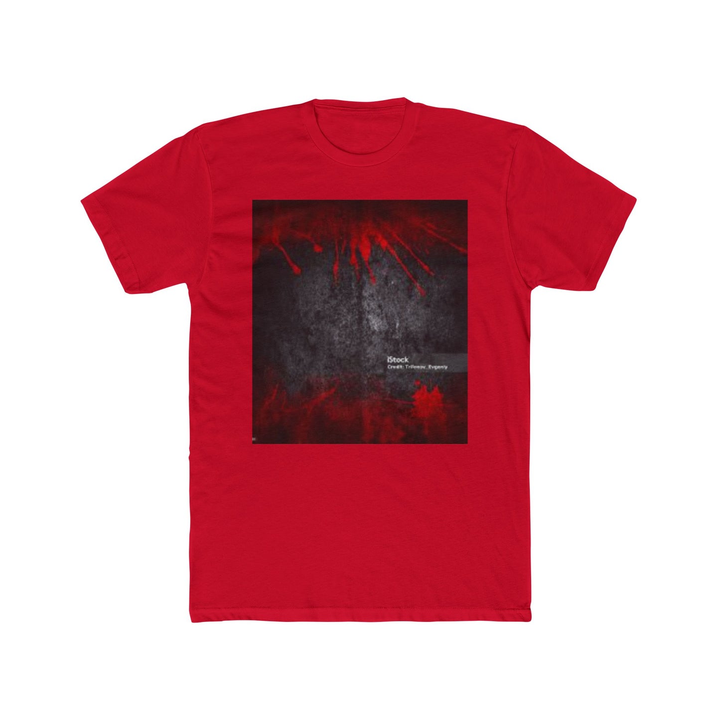 Unisex Cotton Crew Tee - Edgy Red Abstract Design