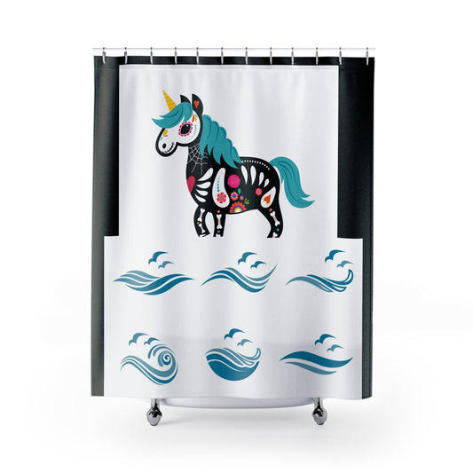Colorful Unicorn Shower Curtain - Vibrant Bathroom Decor