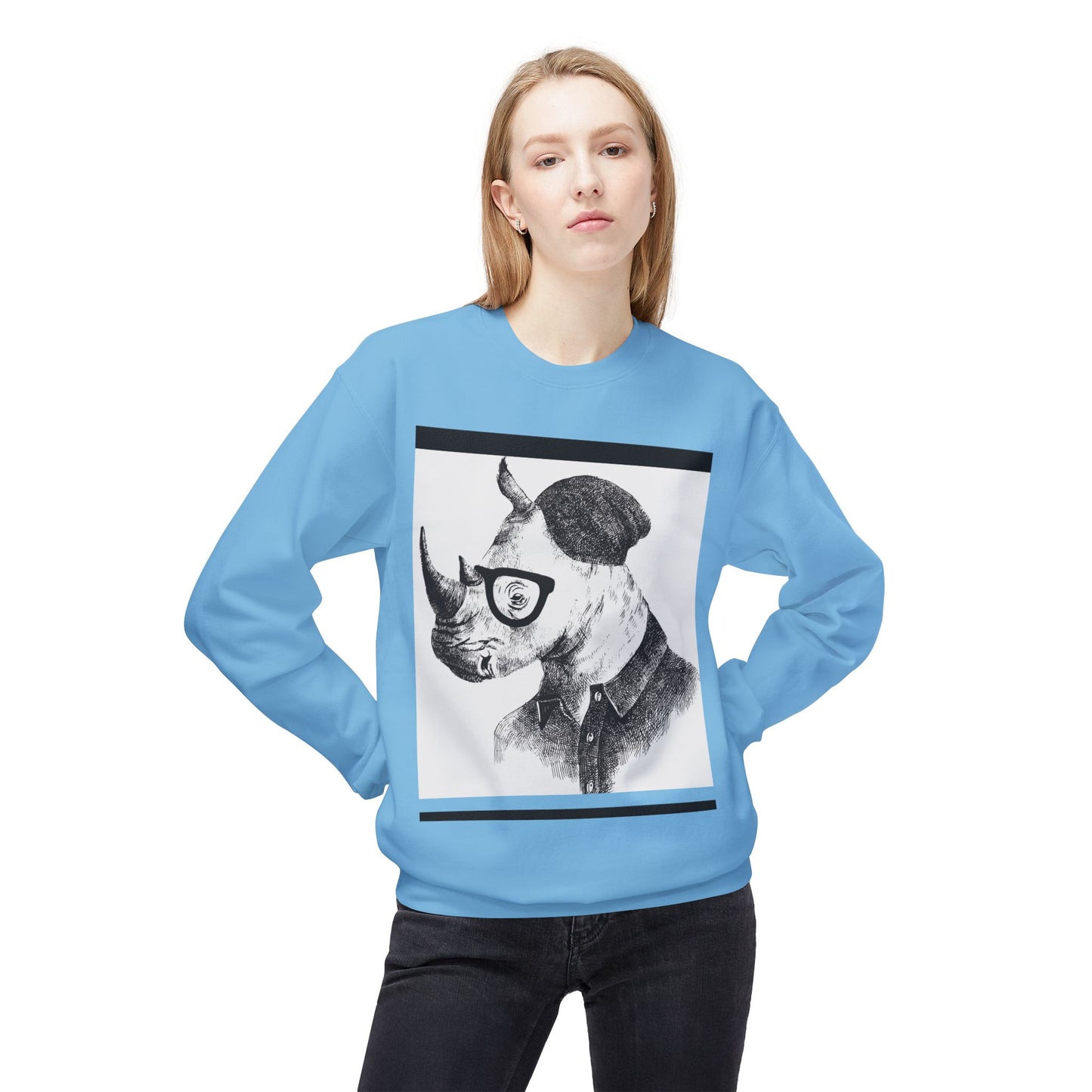 Cool Rhino and Sneakers Fleece Sweatshirt for Trendsetters