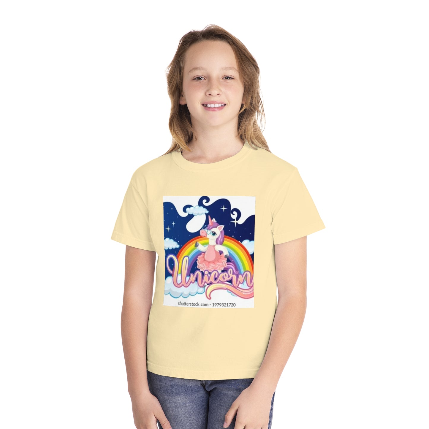 Youth Unicorn Midweight Tee - Colorful Rainbow Graphic T-Shirt