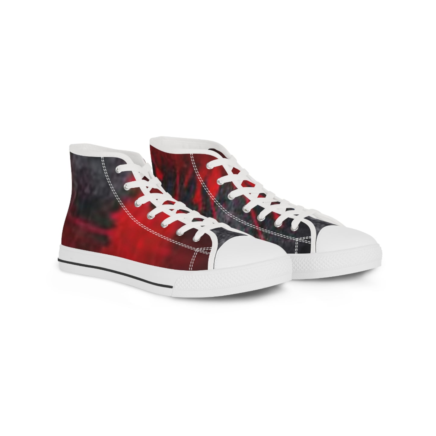Men's High Top Sneakers - Vibrant Red and Black Design