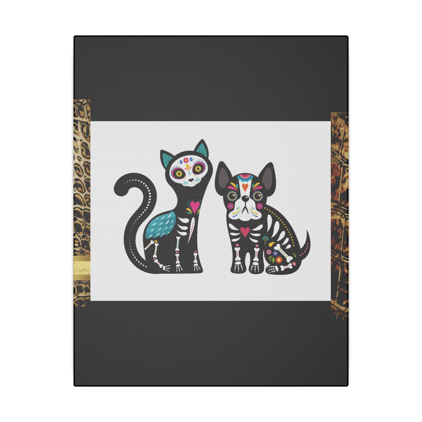 Day of the Dead Pet Canvas Art - Colorful Cat and Dog Wall Decor