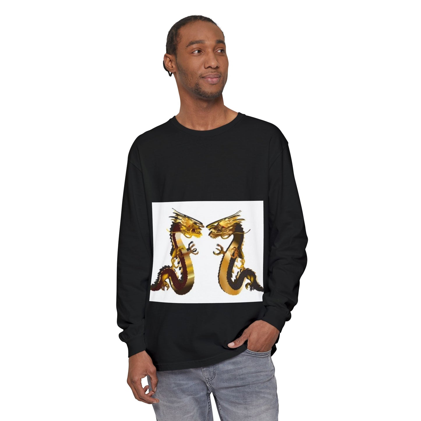 Dragon Duel Unisex Long Sleeve T-Shirt - Garment-Dyed Art Tee