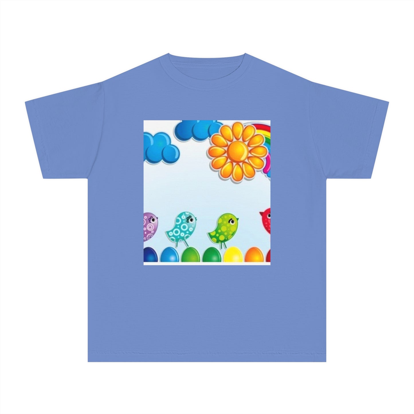 Colorful Spring Birds Youth Midweight Tee | Fun and Playful Shirt for Kids