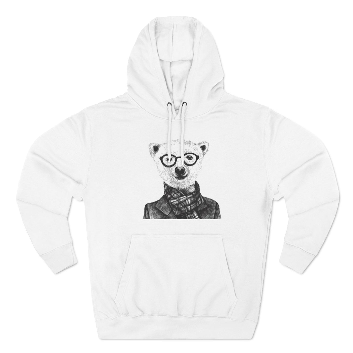 Cute Polar Bear Hoodie - Cozy Fleece with Glasses Design