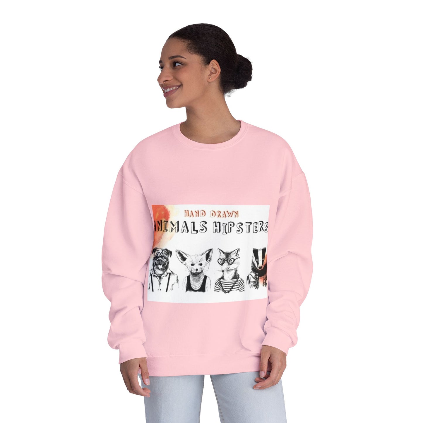 Hand Drawn Animals Hipsters Unisex Crewneck Sweatshirt