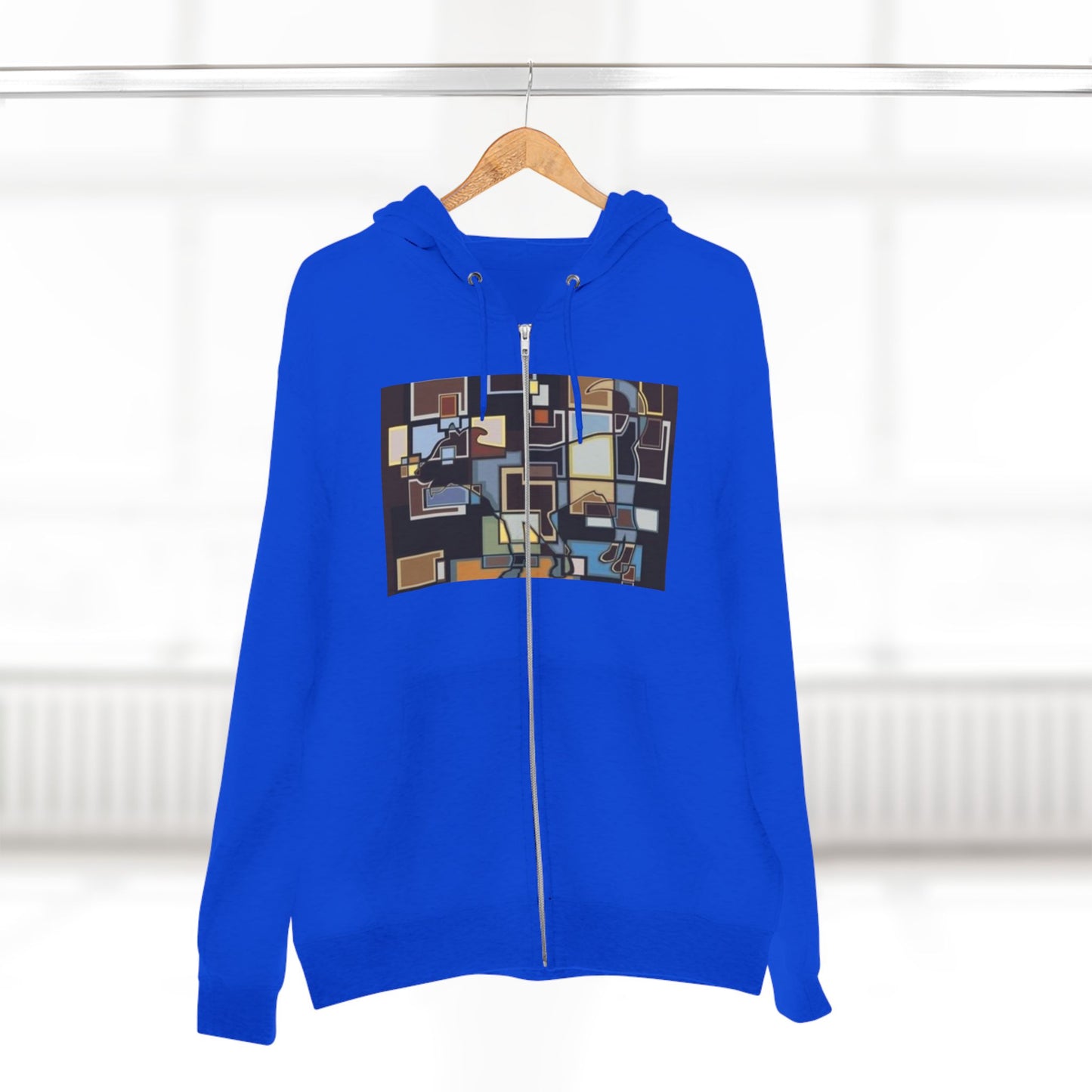 Artistic Unisex Zip Hoodie - Colorful Abstract Design