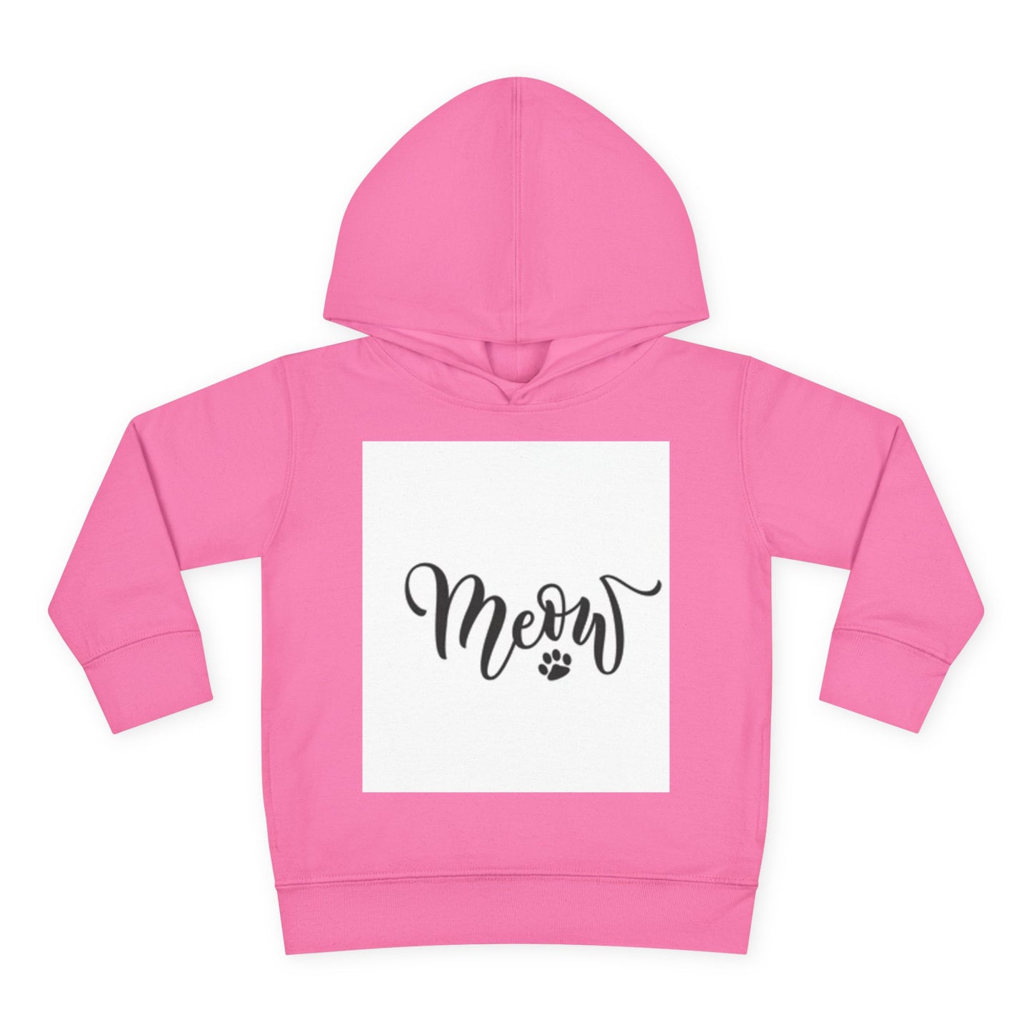Cute Toddler Pullover Fleece Hoodie - 'Meow' Cat Design