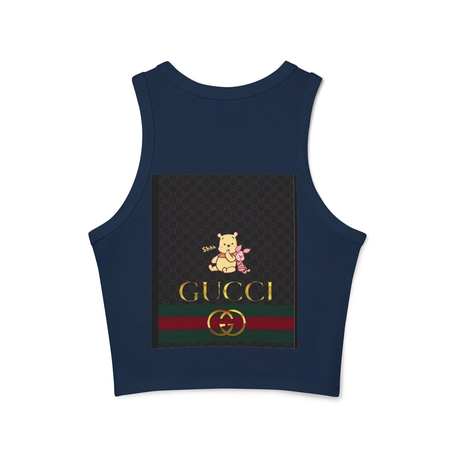 Stylish Women's Micro Rib Racer Tank Top with Gucci-Inspired Design