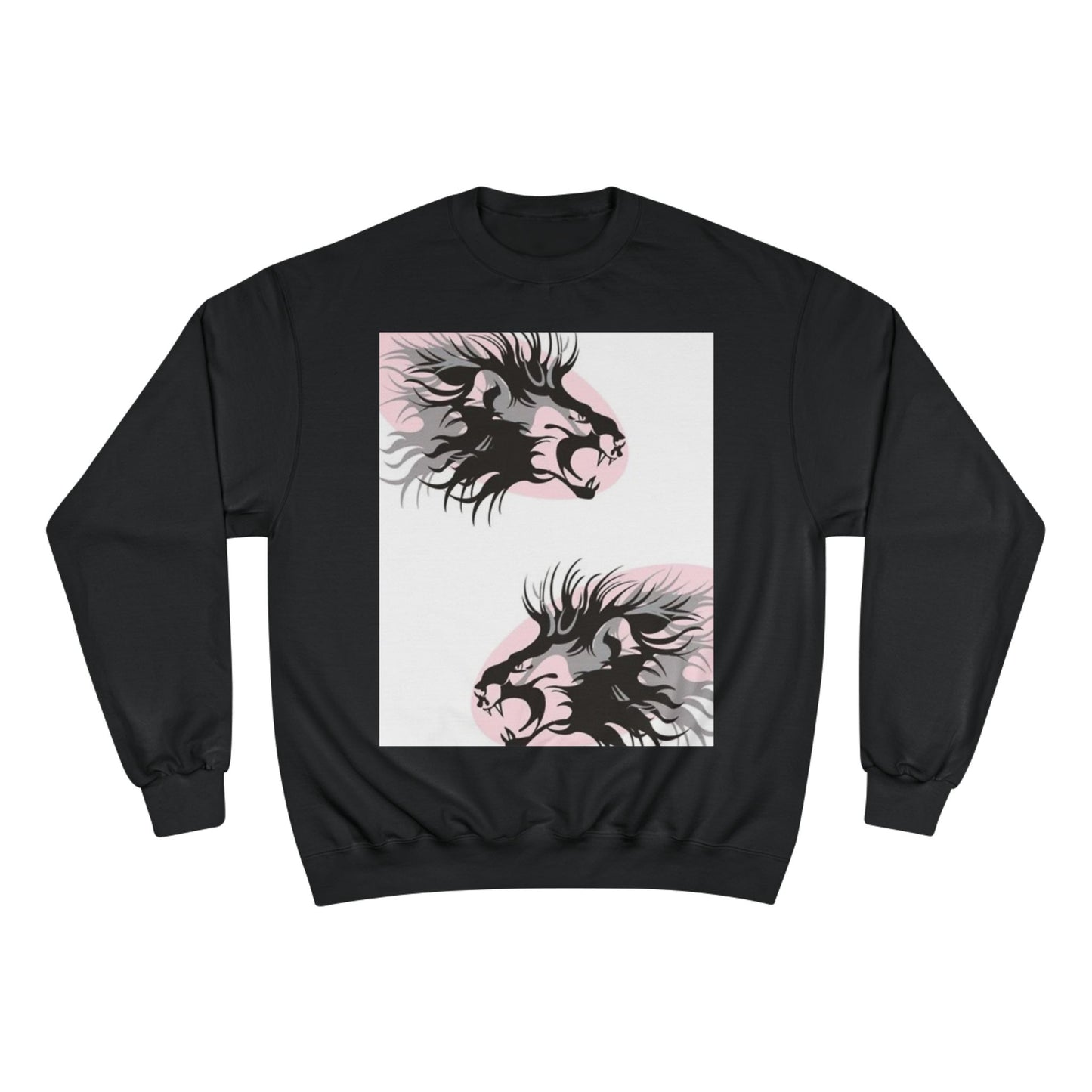 Fierce Lion Champion Sweatshirt - Bold Graphic, Unisex Casualwear
