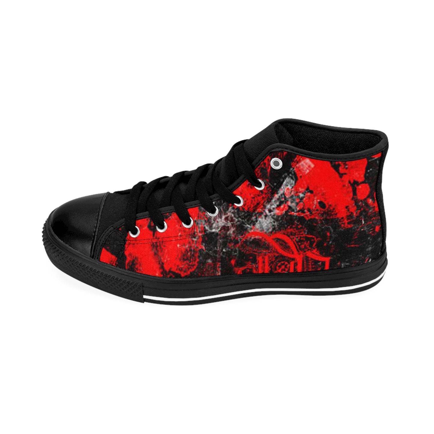 Men's Classic Sneakers - Bold Red Graphic High-Top Shoes