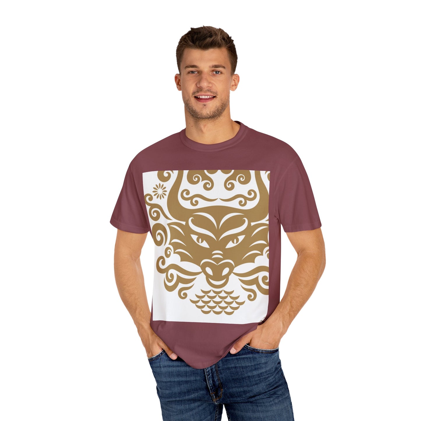 Garment-Dyed Dragon Graphic T-shirt for Nature Lovers