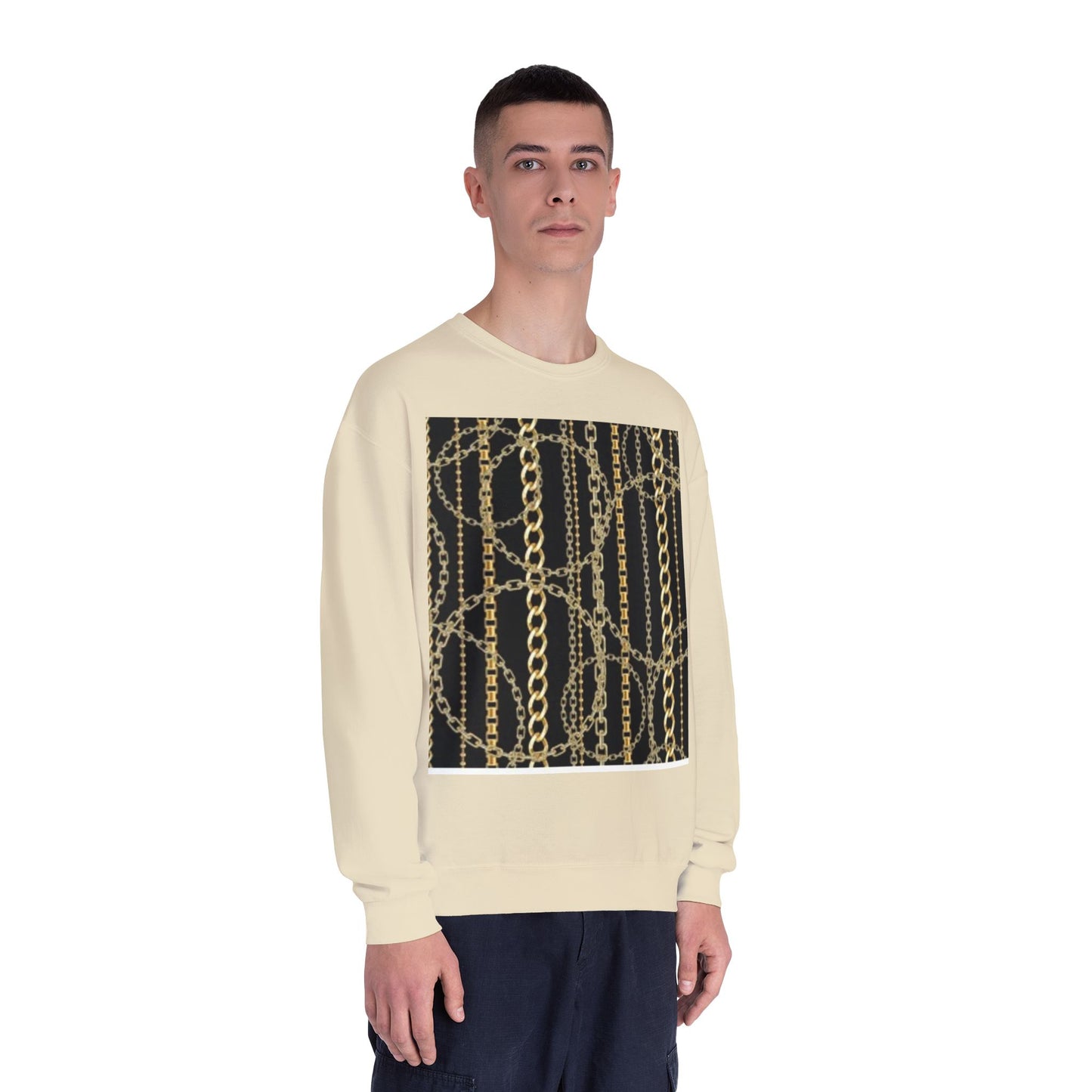 Chic Chain Pattern Unisex Crewneck Sweatshirt - Fashionable & Comfortable