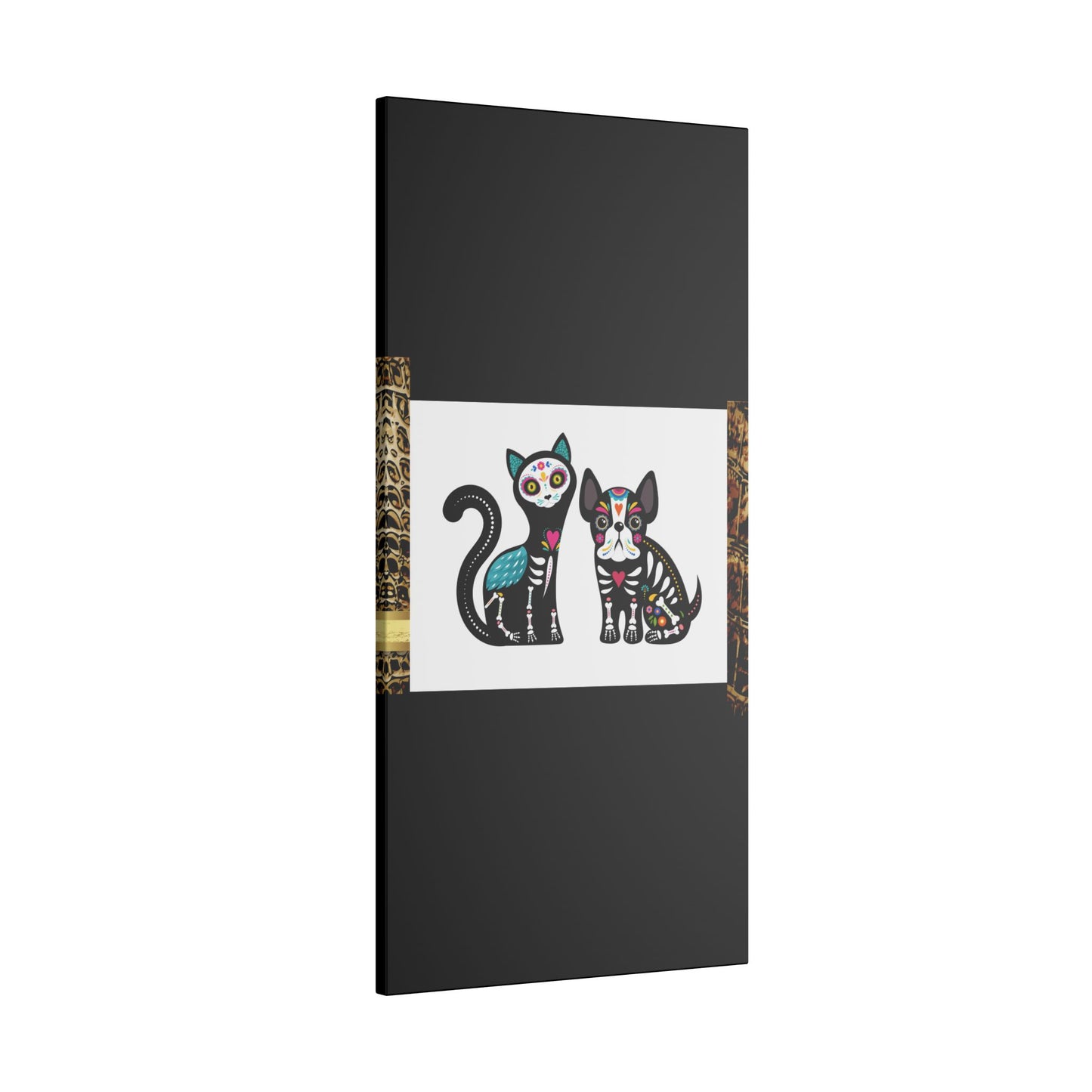 Day of the Dead Pet Canvas Art - Colorful Cat and Dog Wall Decor