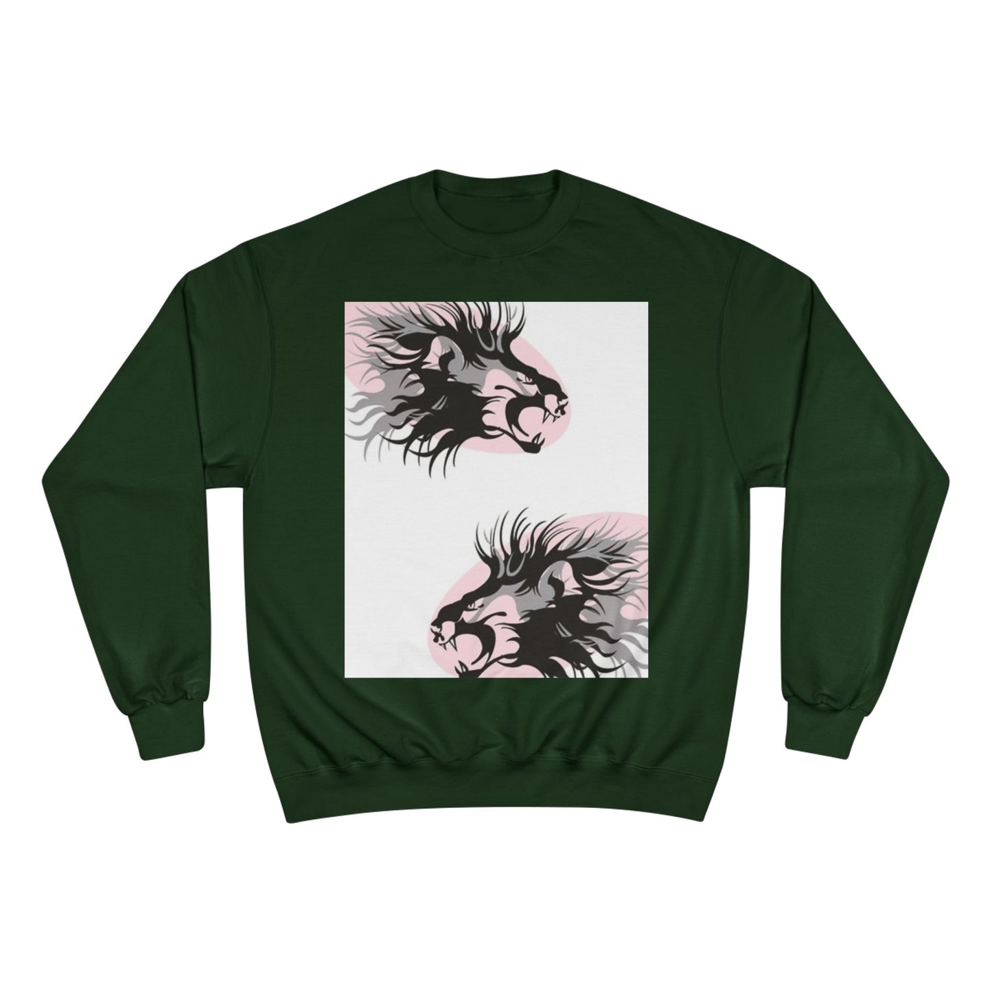 Fierce Lion Champion Sweatshirt - Bold Graphic, Unisex Casualwear
