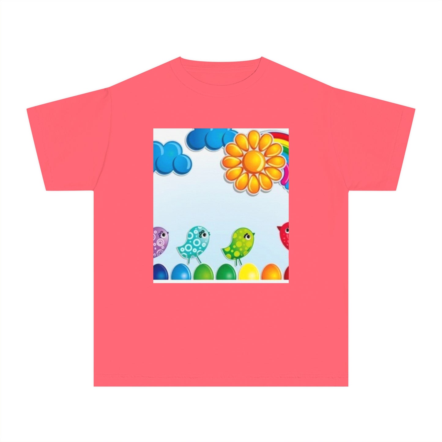 Colorful Spring Birds Youth Midweight Tee | Fun and Playful Shirt for Kids