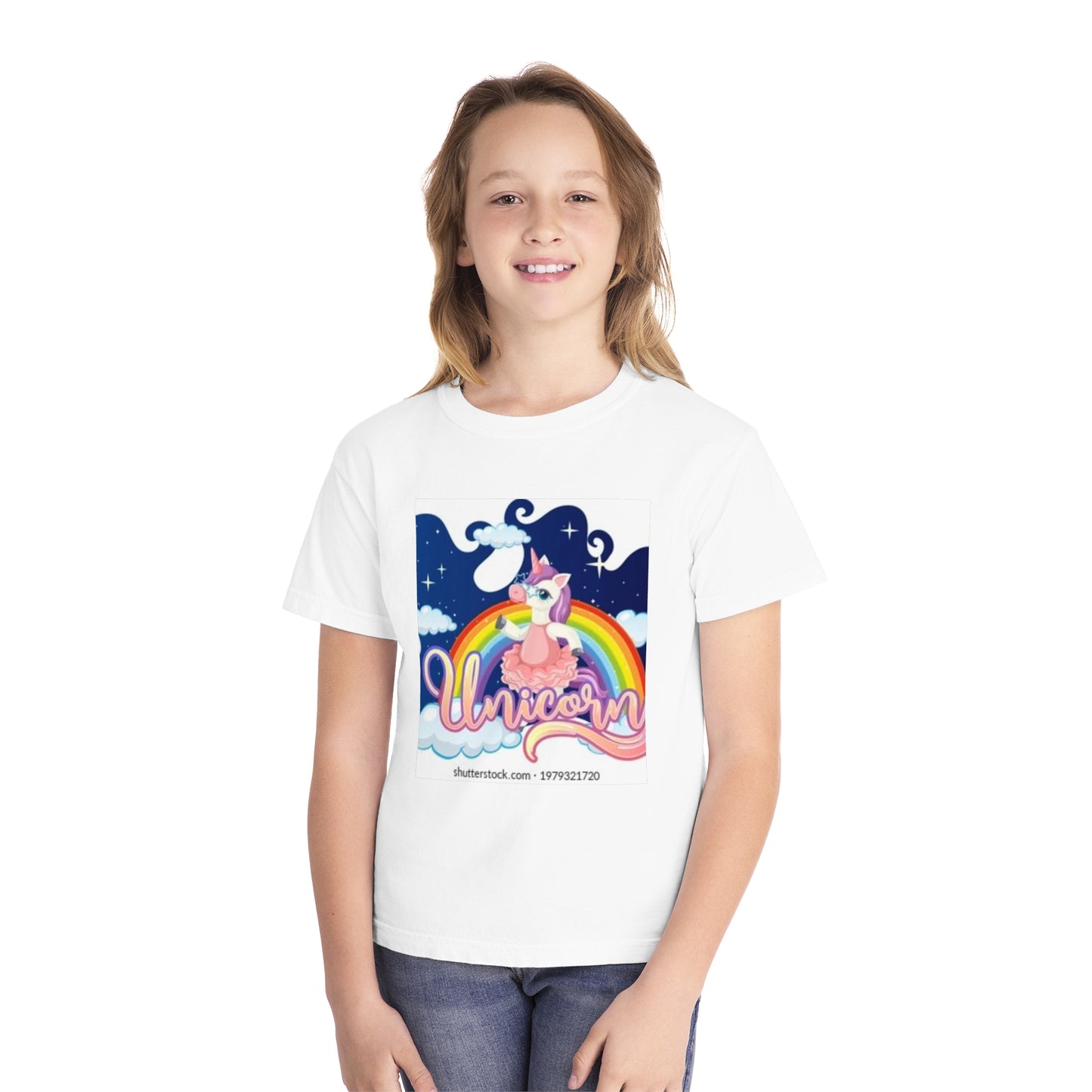 Youth Unicorn Midweight Tee - Colorful Rainbow Graphic T-Shirt