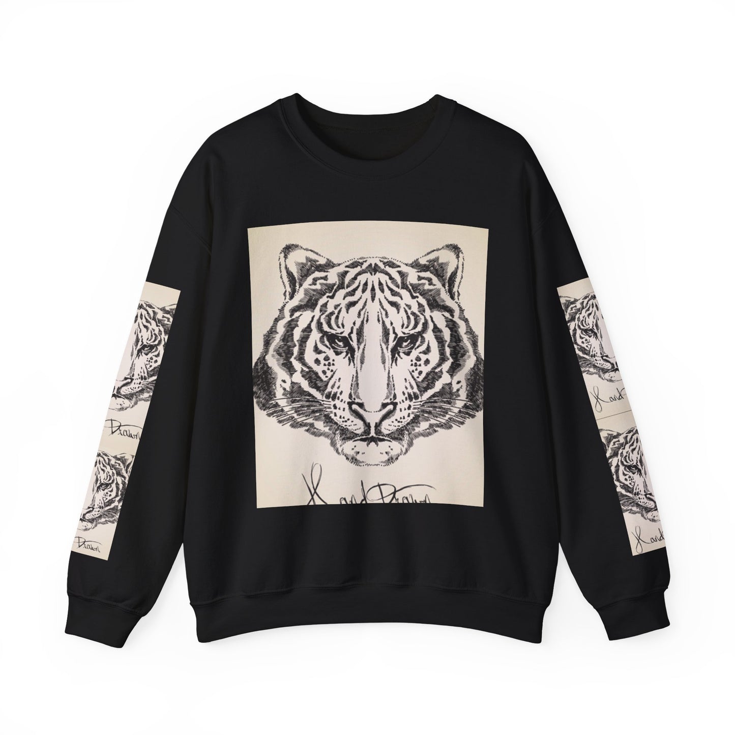 Artistic Tiger Print Crewneck Sweatshirt – Unisex Heavy Blend