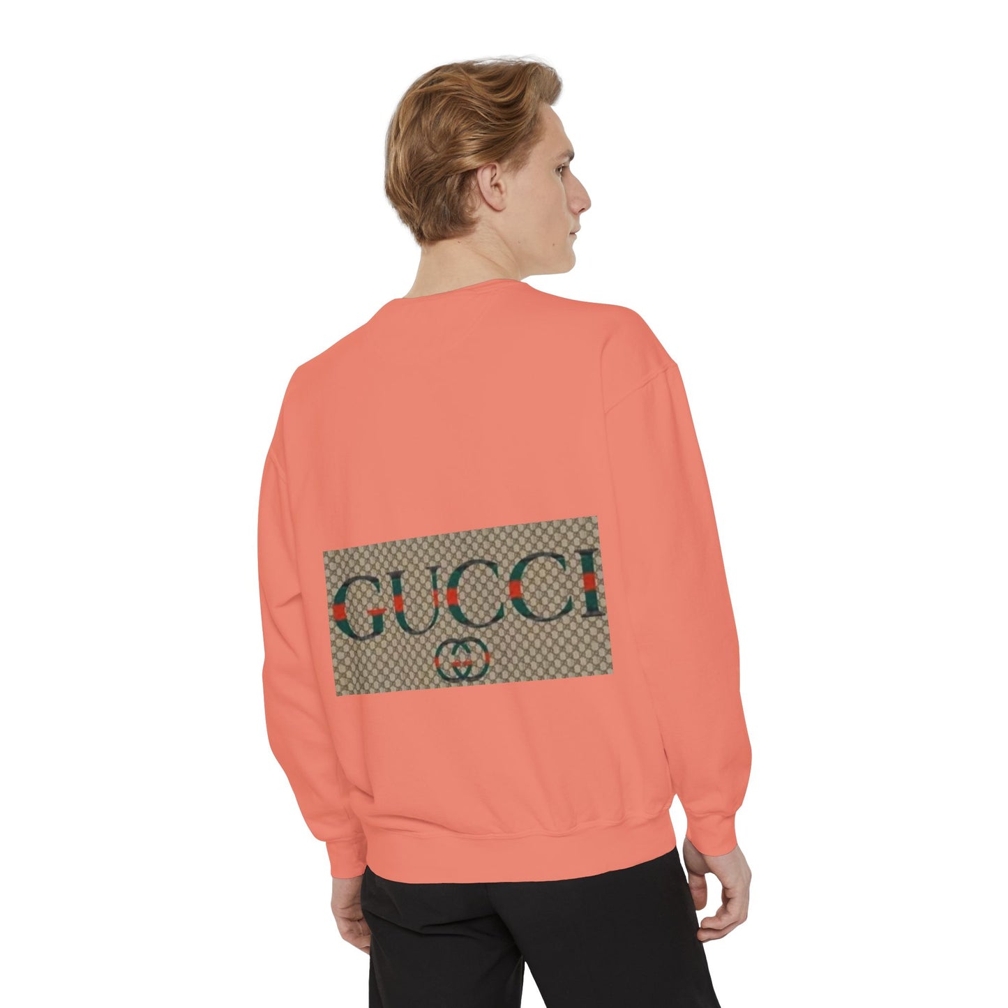 Fashionable Unisex Garment-Dyed Sweatshirt with GUCCI Design