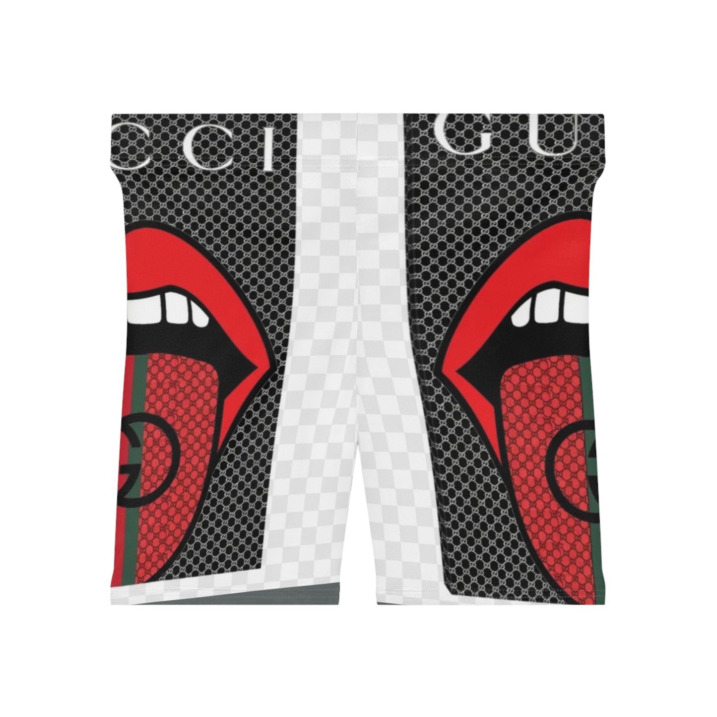 Trendy Women's Biker Shorts with Bold Lip Graphic