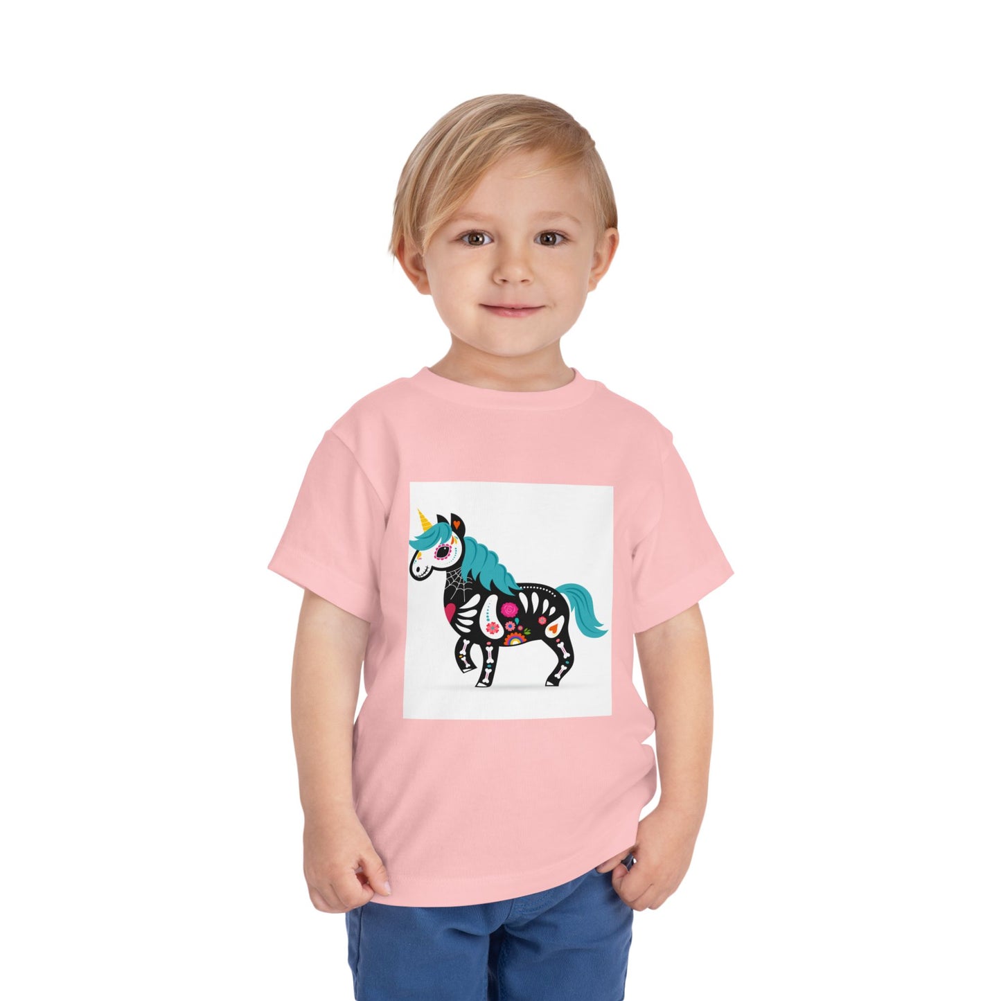 Toddler Skeleton Unicorn Tee - Cute Halloween Short Sleeve Shirt