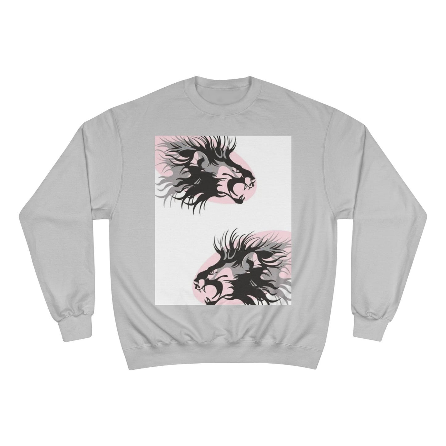 Fierce Lion Champion Sweatshirt - Bold Graphic, Unisex Casualwear