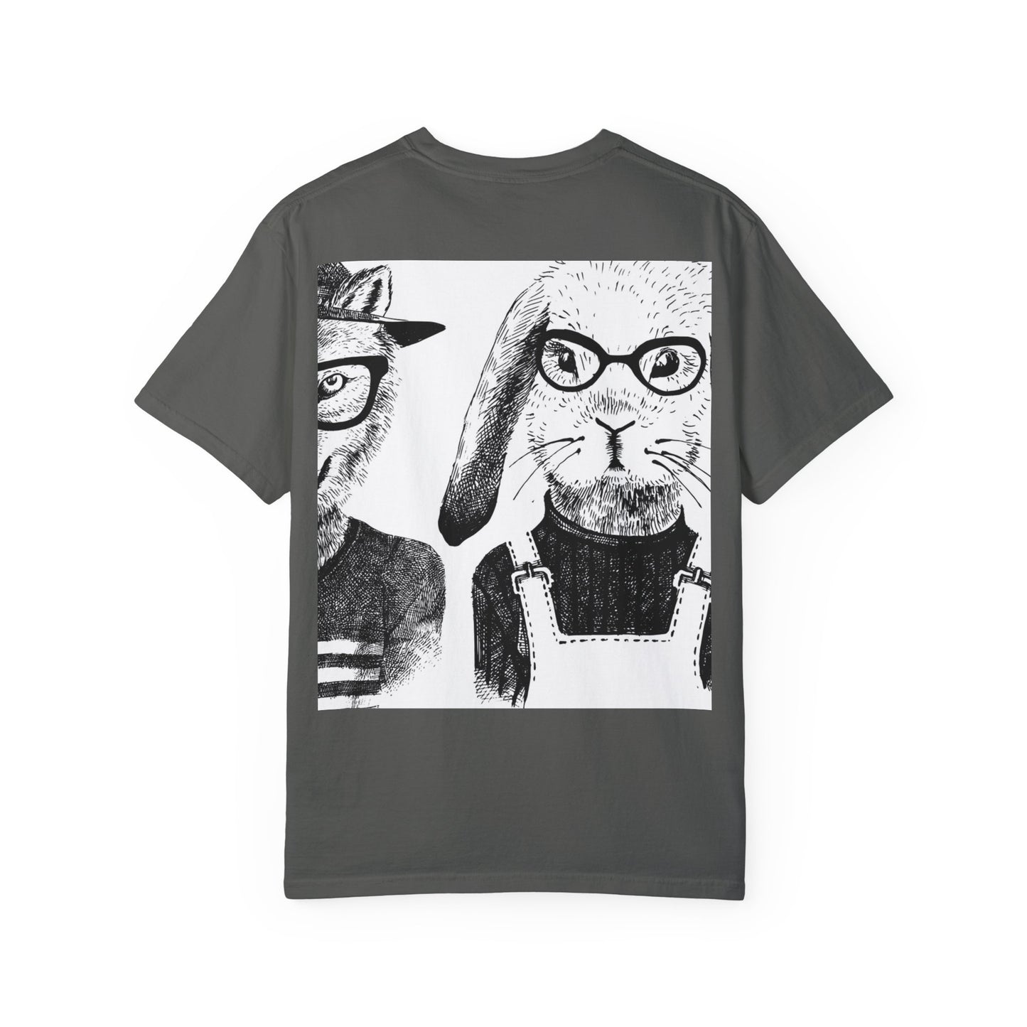 Whimsical Animal Friends T-Shirt - Stylish Panda & Wolf Design