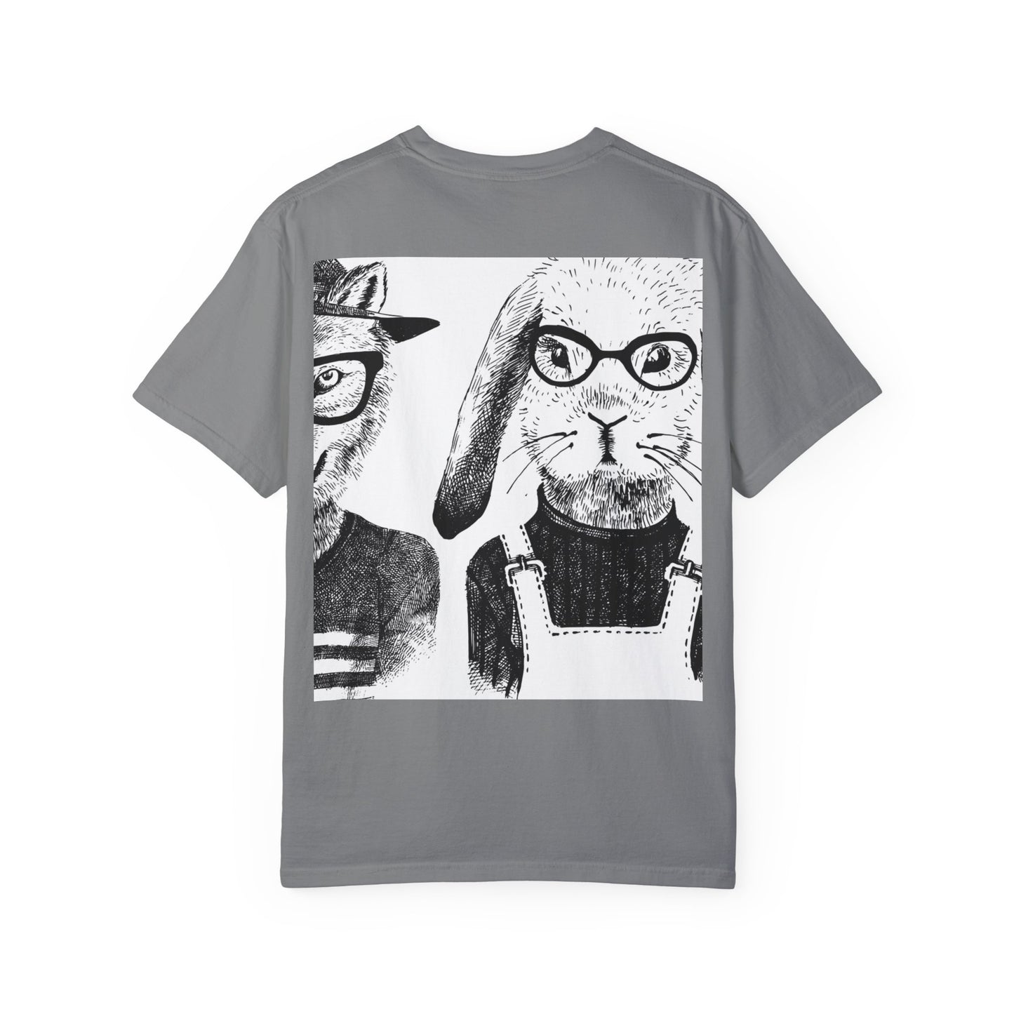 Whimsical Animal Friends T-Shirt - Stylish Panda & Wolf Design