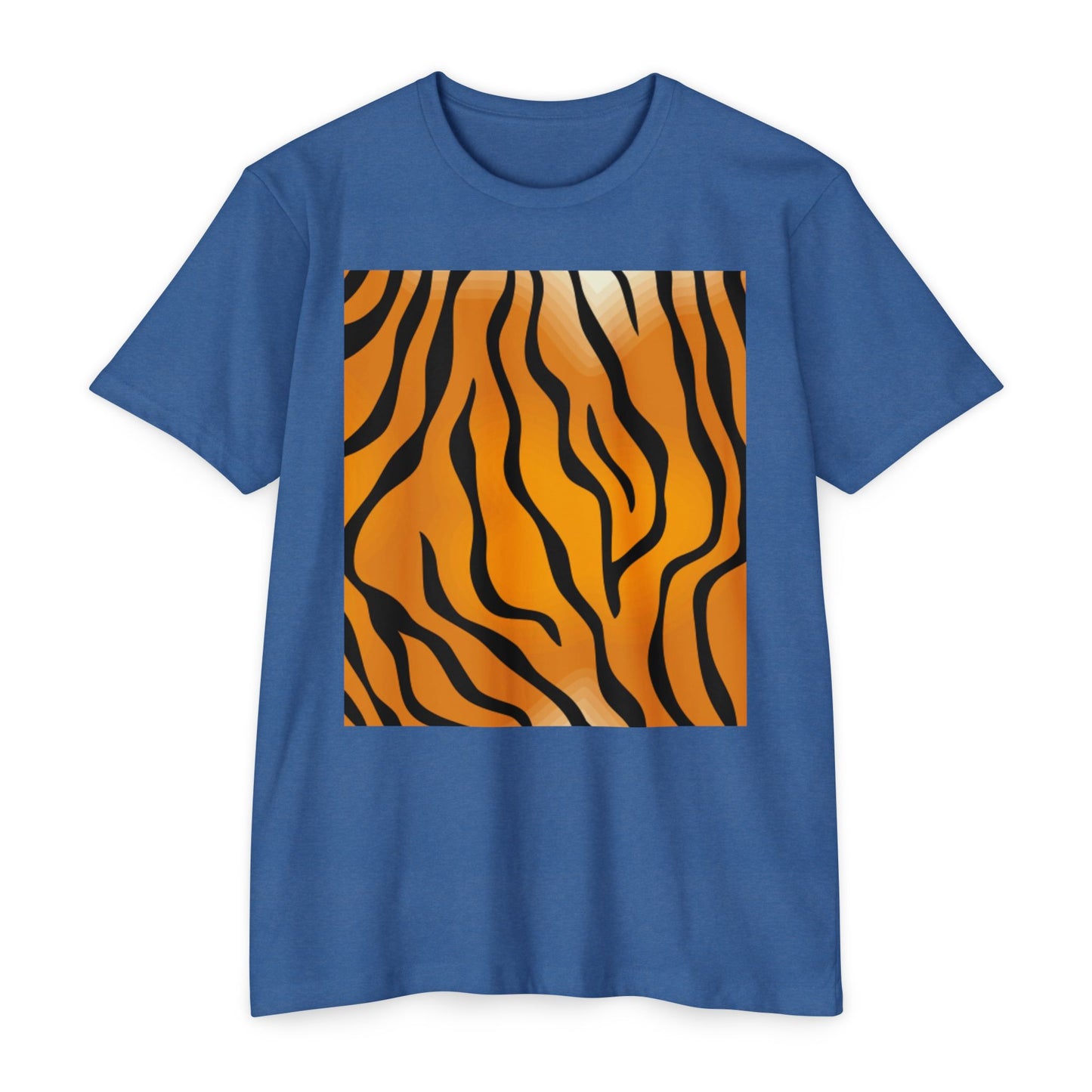 Unisex Tiger Stripe CVC Jersey T-Shirt - Bold Wild Pattern for Casual Wear
