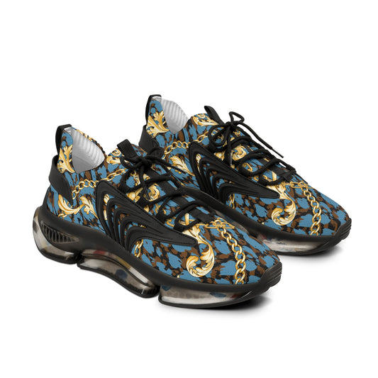 Stylish Men's Mesh Sneakers with Gold Chain Design - Trendy Athletic Footwear