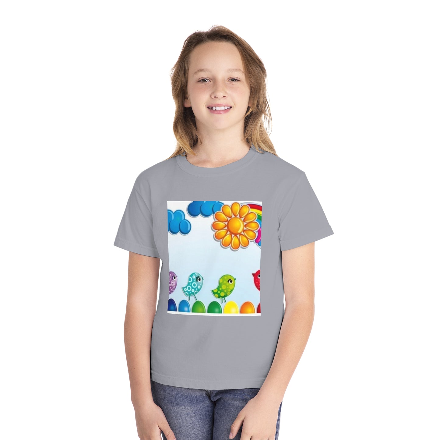 Colorful Spring Birds Youth Midweight Tee | Fun and Playful Shirt for Kids