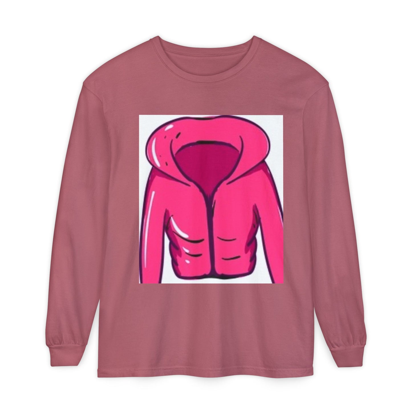 Unisex Garment-Dyed Long Sleeve T-Shirt - Cute Hoodie Print for Casual Wear