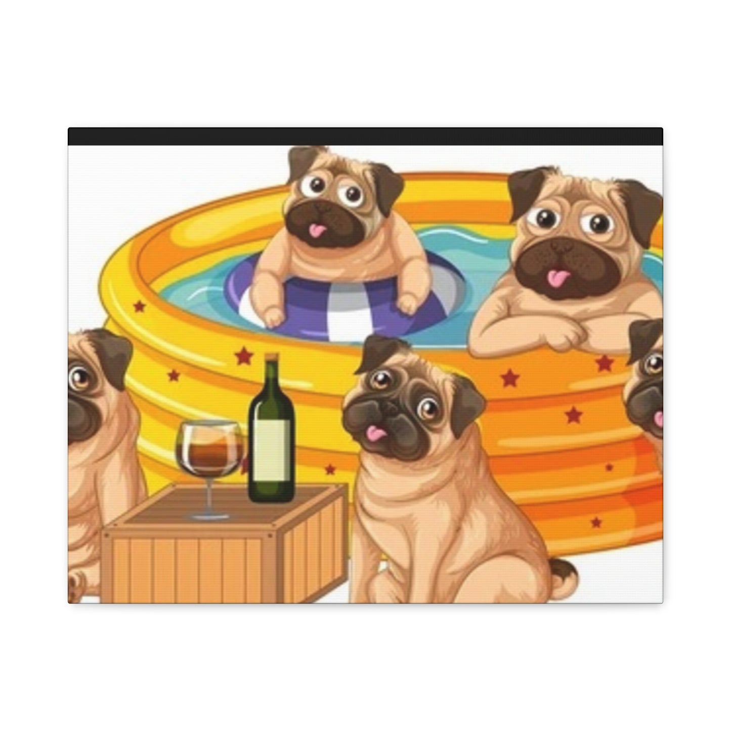 Pug Pool Party Canvas Art - Fun Pet Decor