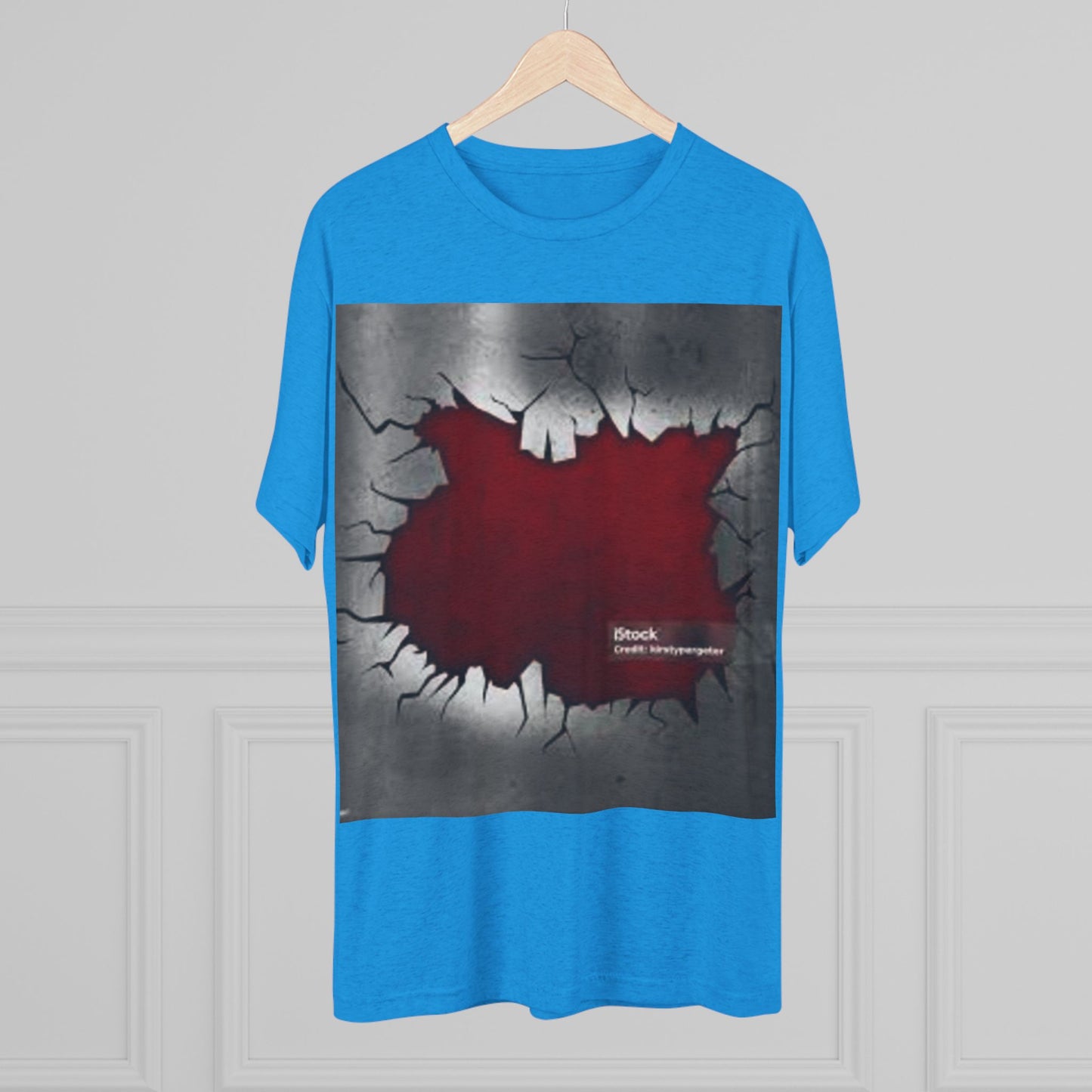 Bold Graphic Unisex Tri-Blend Crew Tee - Edgy Cracked Wall Design