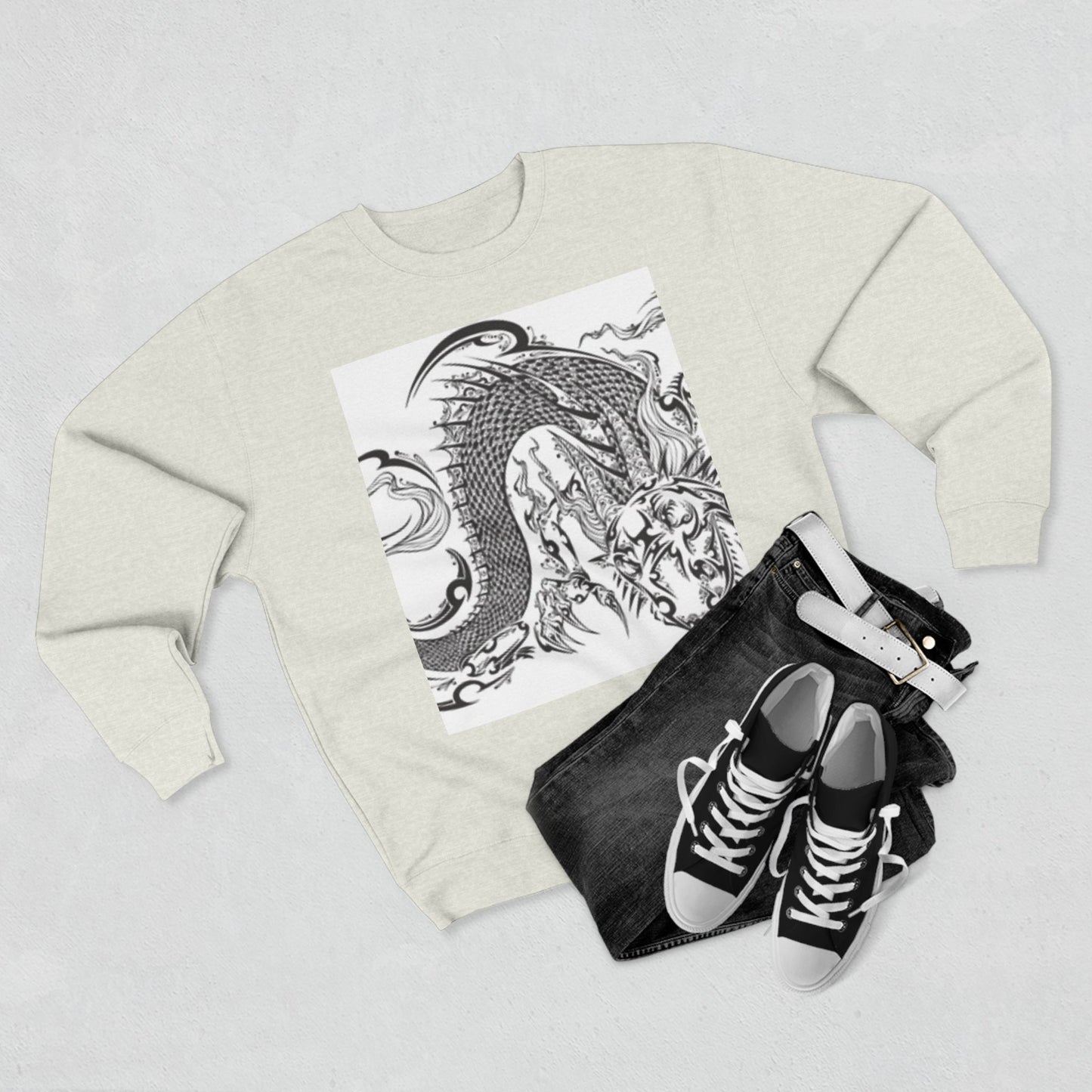 Dragon Art Unisex Crewneck Sweatshirt - Bold Tattoo Design