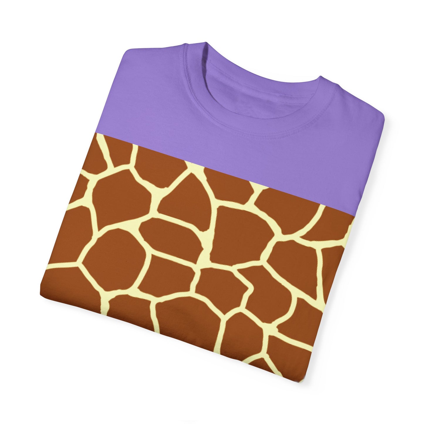 Unisex Giraffe Print Garment-Dyed T-Shirt - Animal Lover Tee
