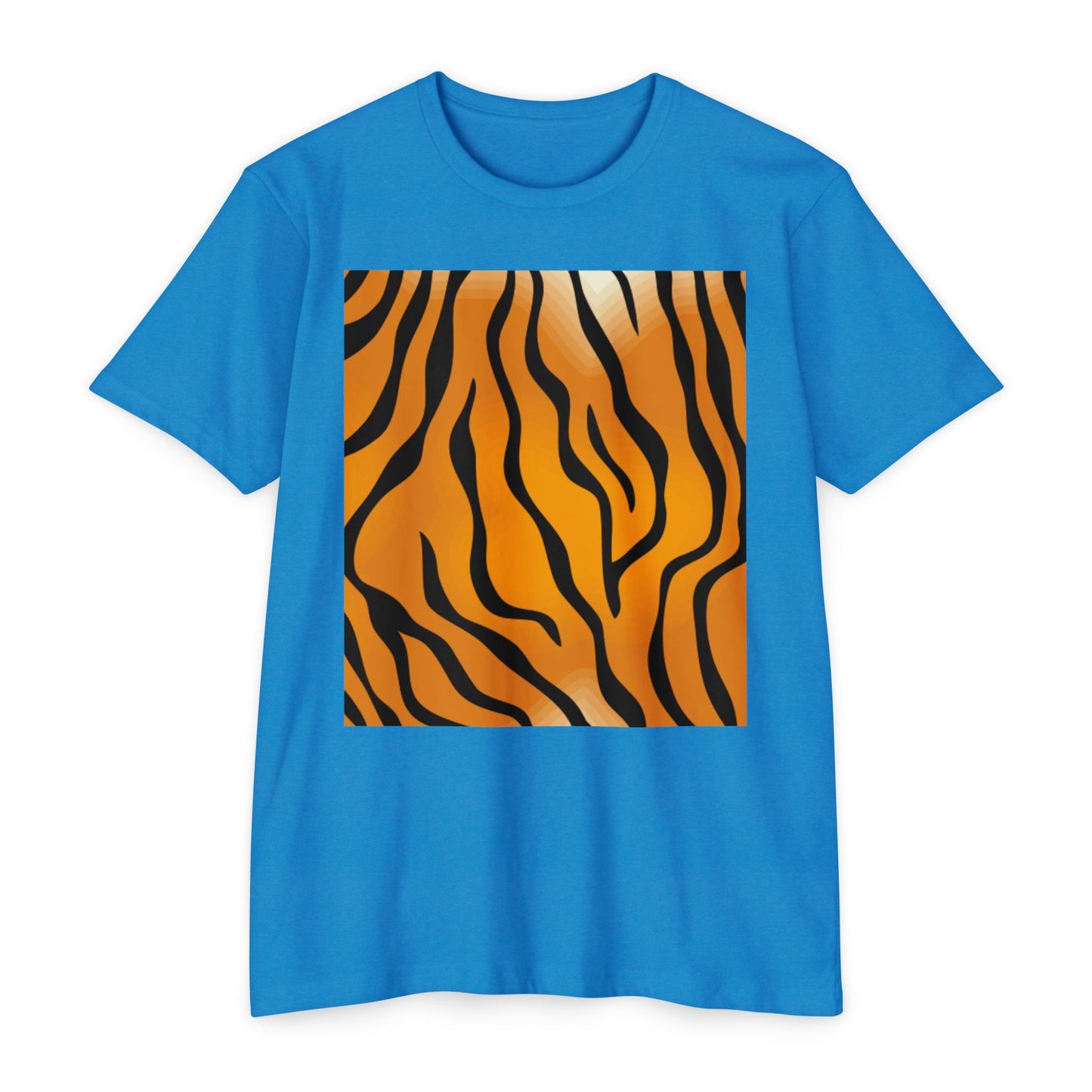 Unisex Tiger Stripe CVC Jersey T-Shirt - Bold Wild Pattern for Casual Wear