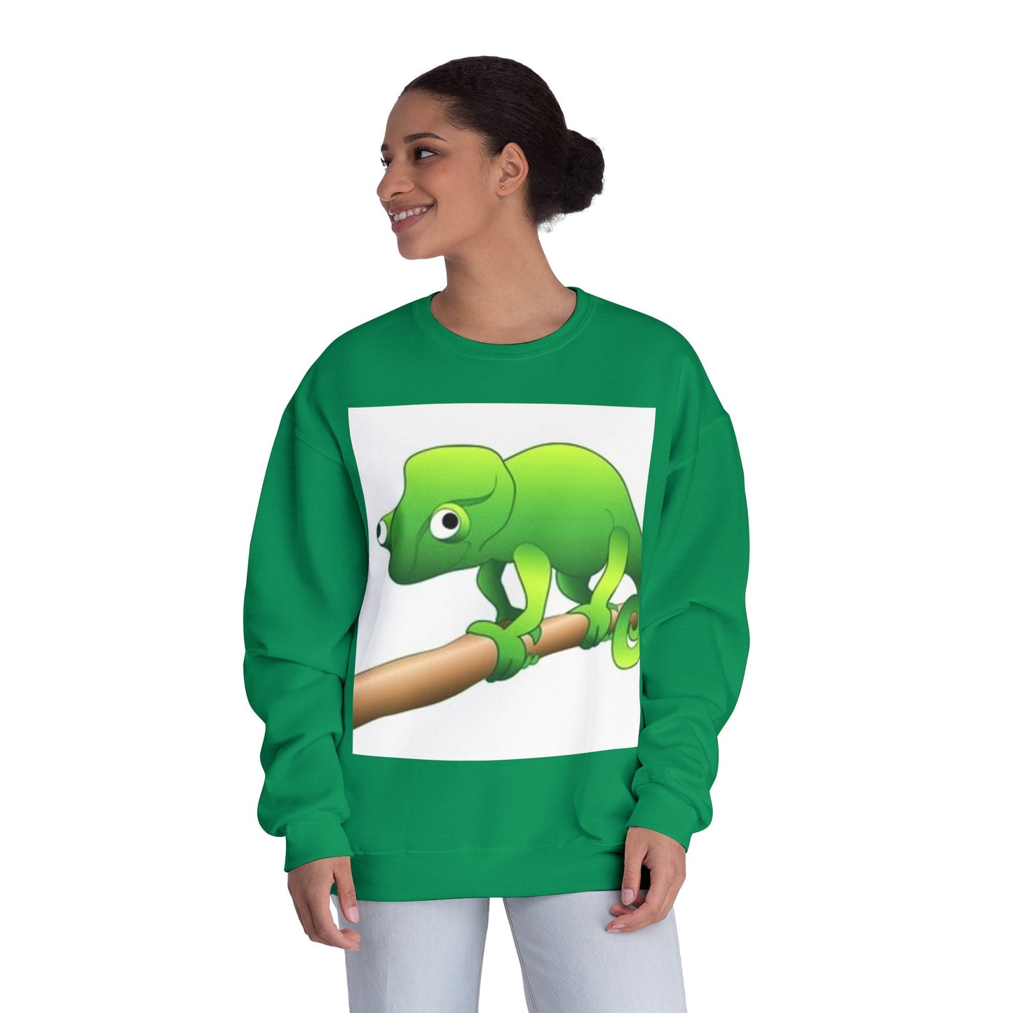Charming Green Chameleon Sweatshirt - Cozy Unisex Crewneck for Nature Lovers