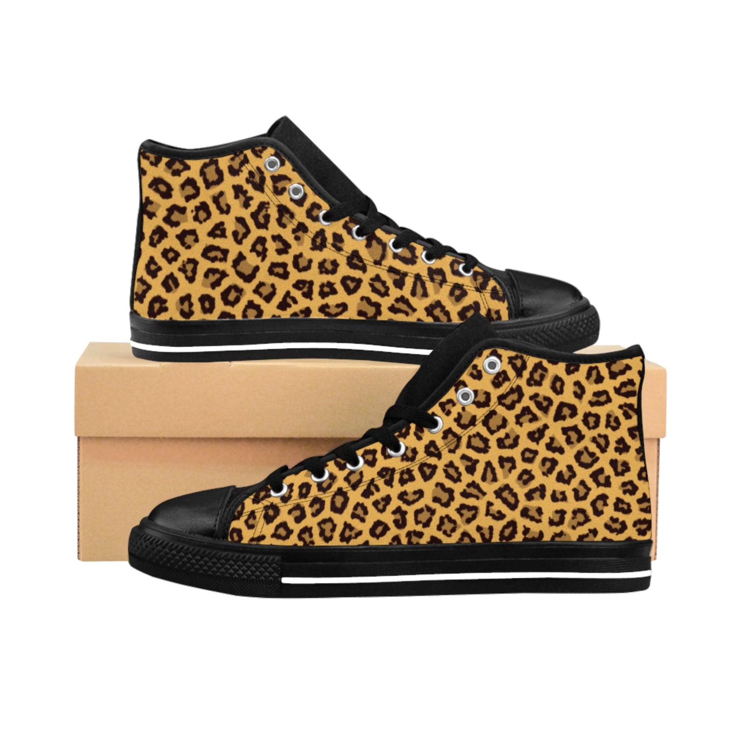 Men's Classic Leopard Print Sneakers - Trendy High-Top Shoes for Casual Style