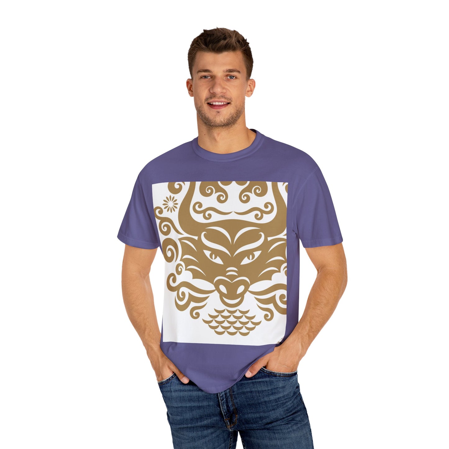 Garment-Dyed Dragon Graphic T-shirt for Nature Lovers
