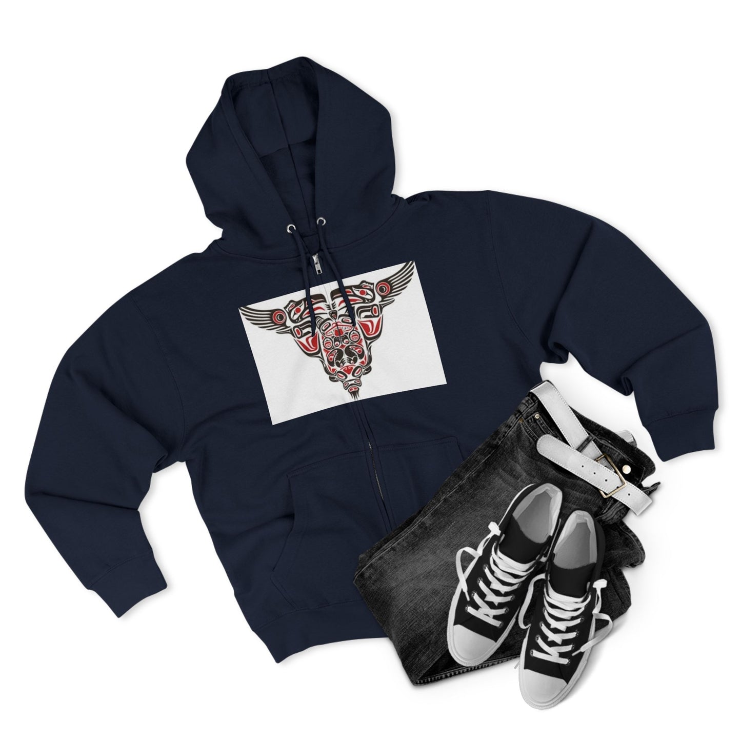 Artistic Tribal Unisex Zip Hoodie - Unique Modern Design