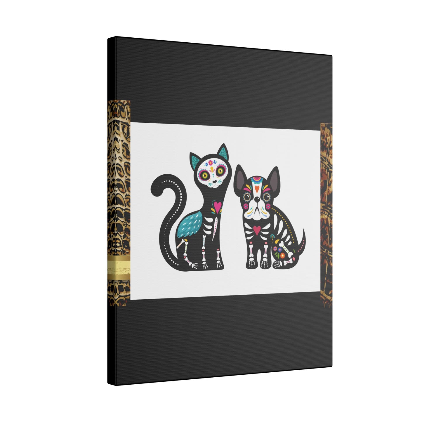 Day of the Dead Pet Canvas Art - Colorful Cat and Dog Wall Decor