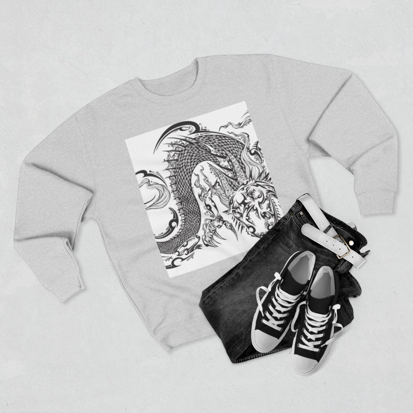 Dragon Art Unisex Crewneck Sweatshirt - Bold Tattoo Design