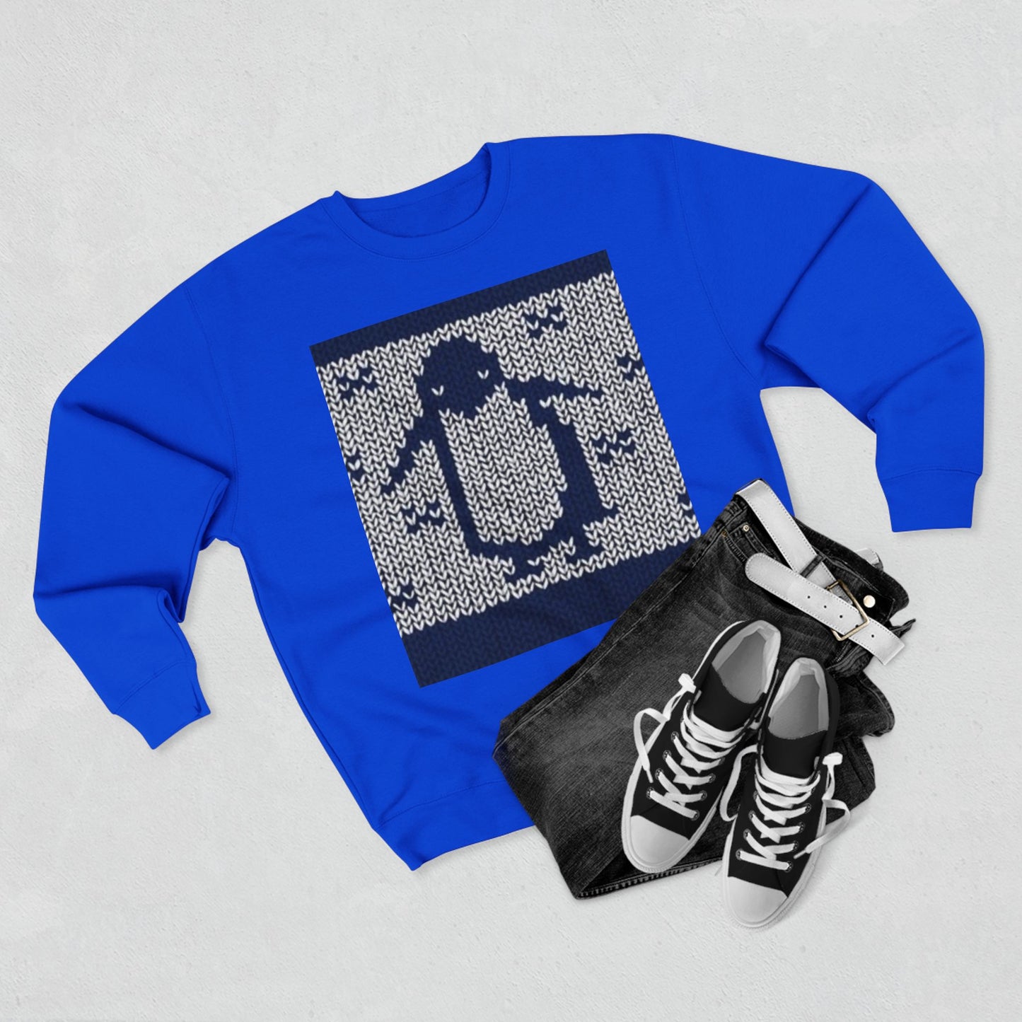 Cozy Penguin Knit Design Unisex Crewneck Sweatshirt