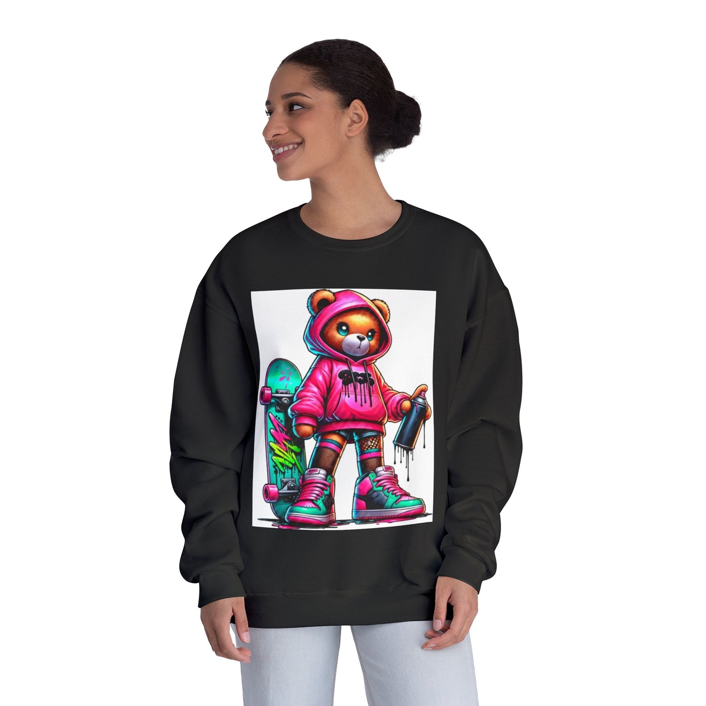 Skater Bear Crewneck Sweatshirt - Fun Streetwear Style