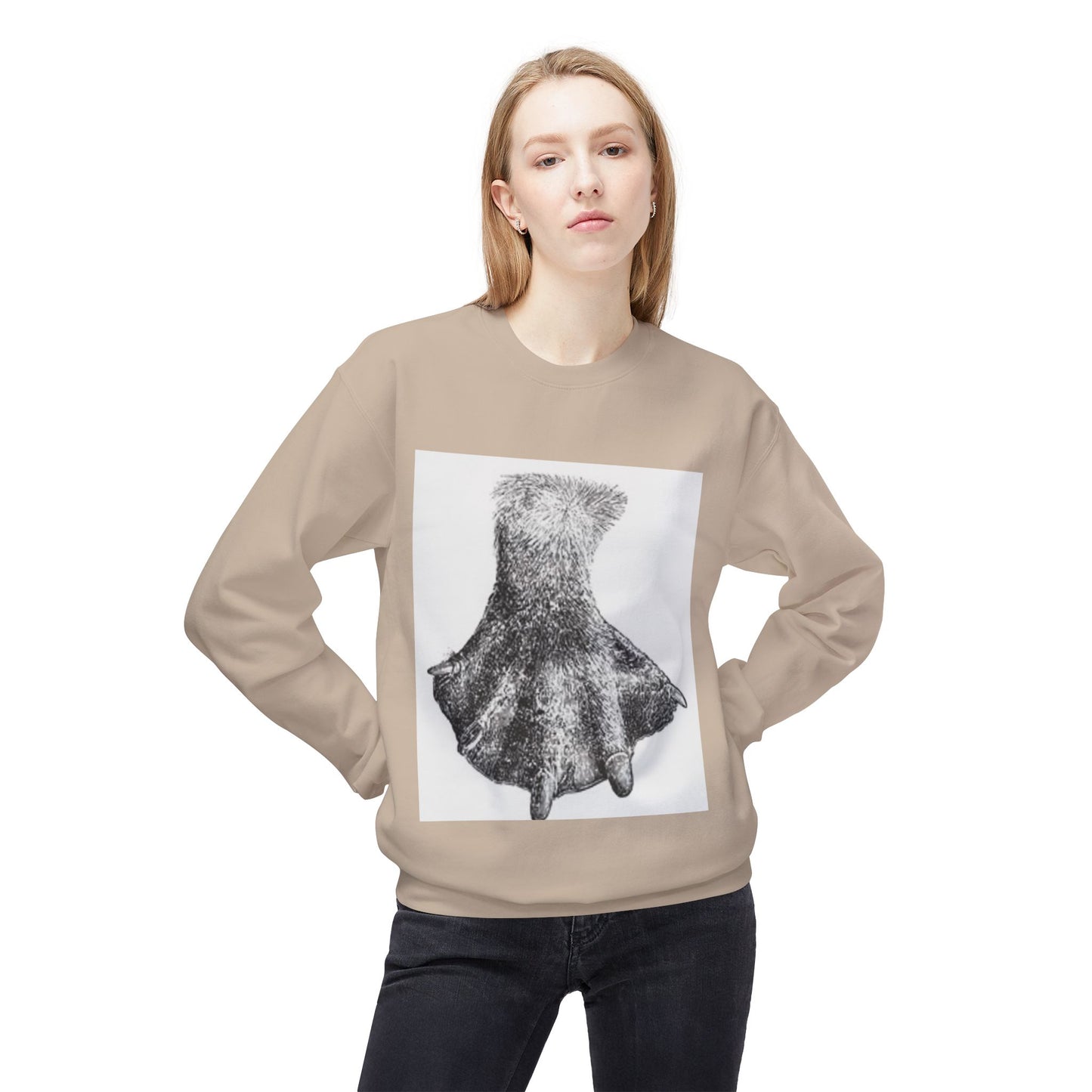 Artistic Fleece Crewneck Sweatshirt with Unique Dress Design