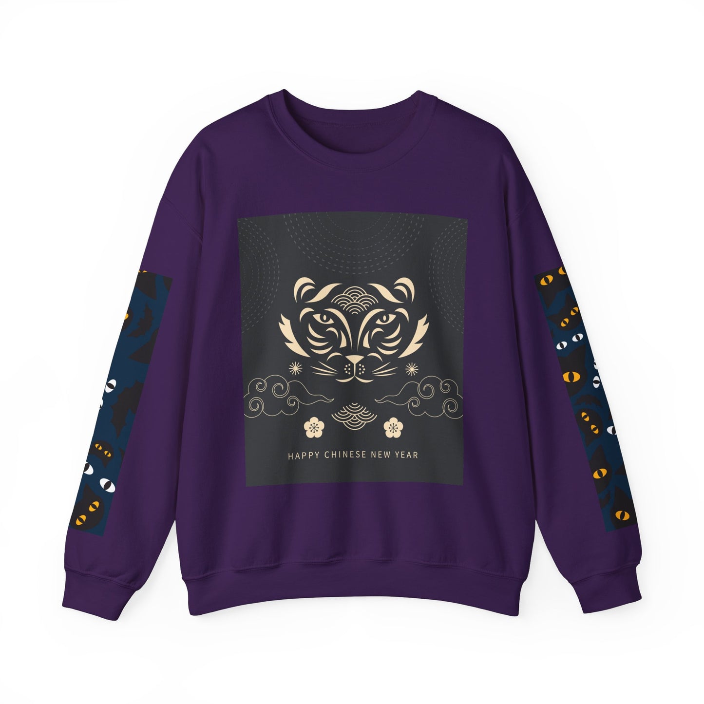 Halloween-Themed Unisex Crewneck Sweatshirt with Spooky Eyes and Bird Design