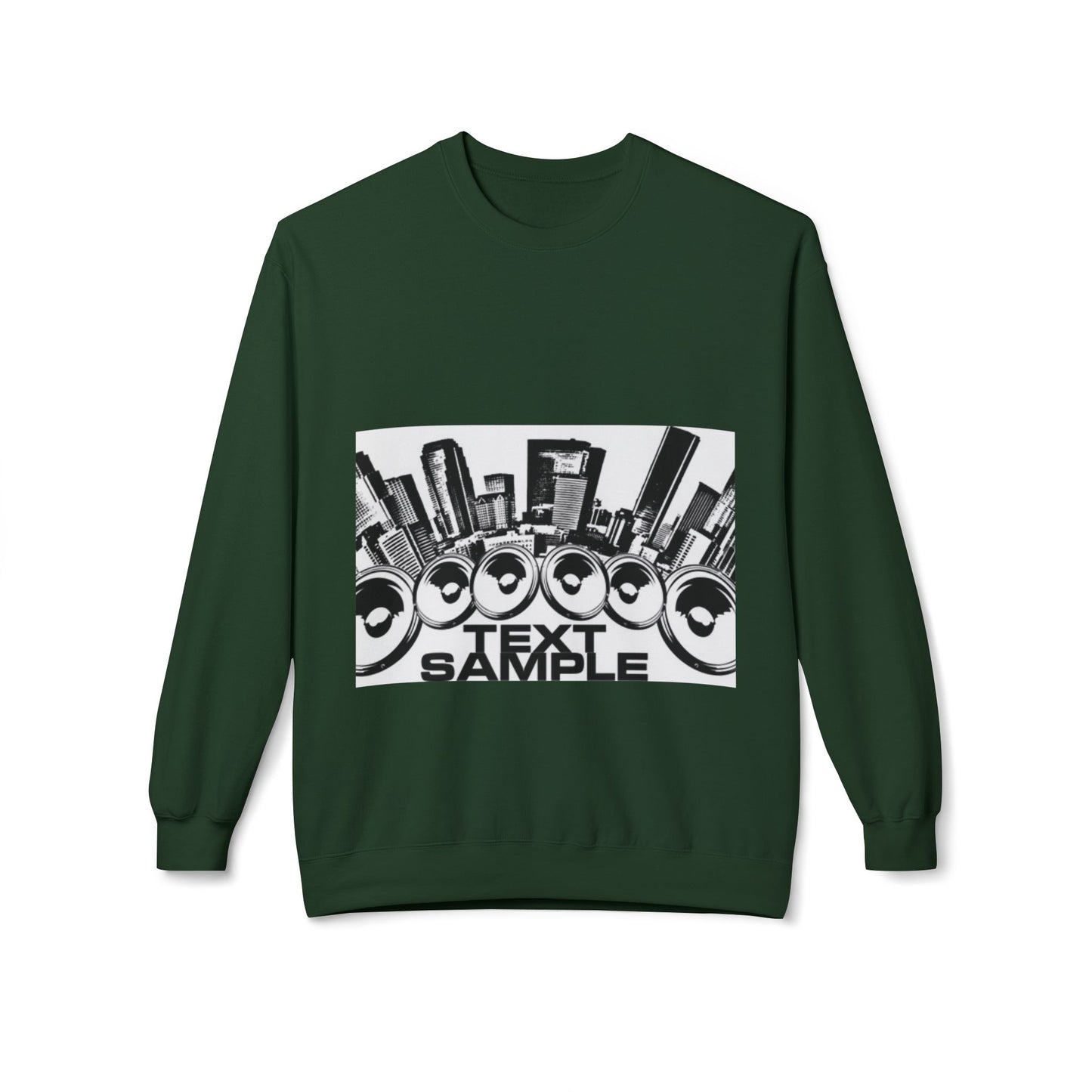 Urban Vibe Sound Wave Crewneck Sweatshirt - Unisex Fleece with Cityscape Design