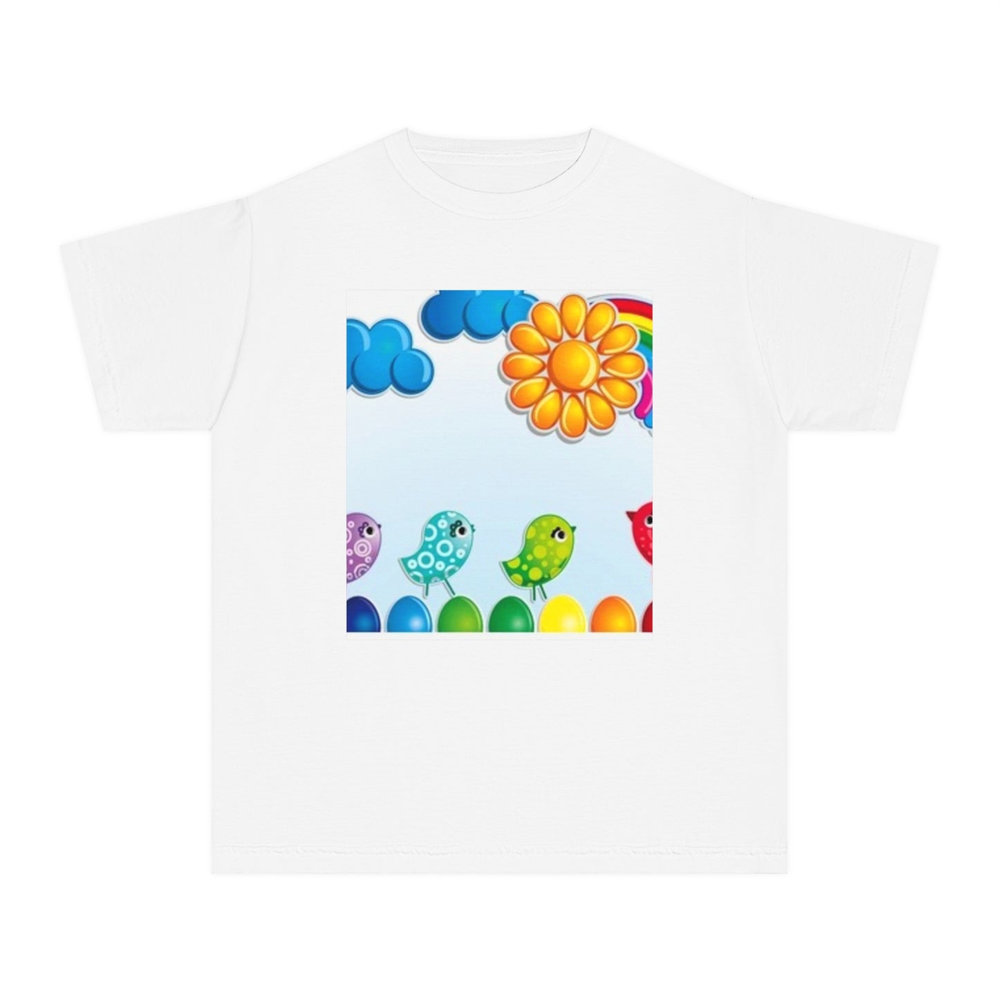 Colorful Spring Birds Youth Midweight Tee | Fun and Playful Shirt for Kids
