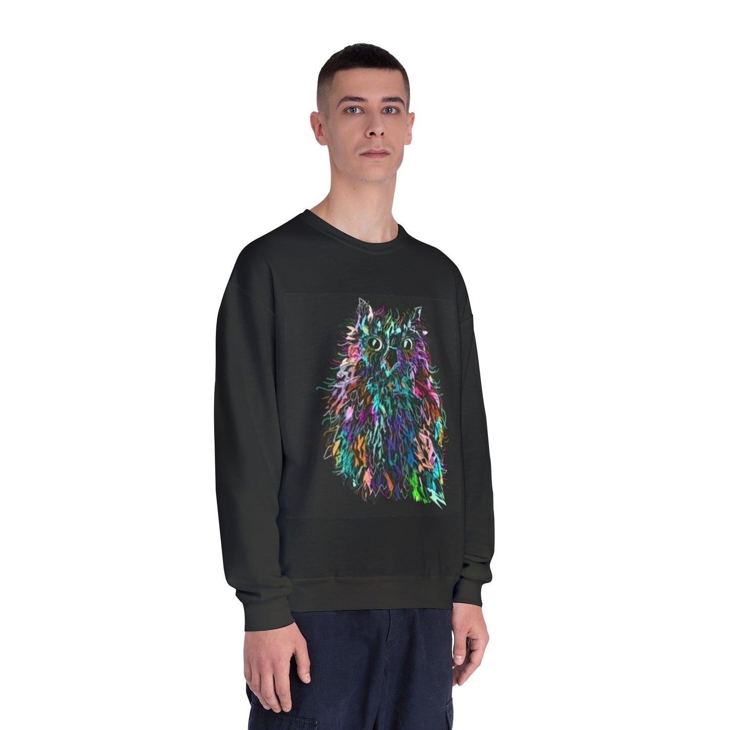 Colorful Cat Graphic Unisex Crewneck Sweatshirt